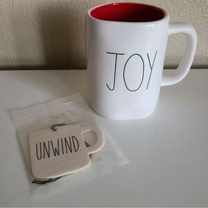 rae dunn coffee mug holiday joy 16 oz + free air freshener